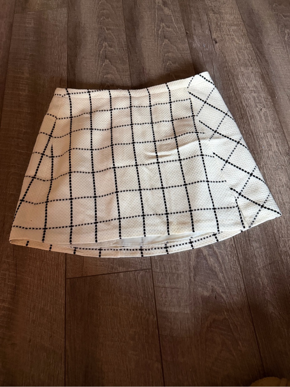 Cato White Mini Skirt with Black Windowpane Grid